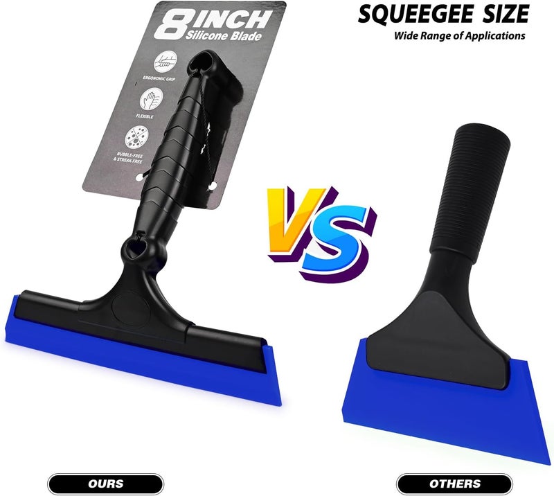 Ehdis 2PCS Flexible 8-Inch Silicone Squeegee Window Tint Tool Auto Water Blade, Shower Squeegee for Car Windshield, Glass, Tiles, and Smooth Surfaces (Blue) - Image 2